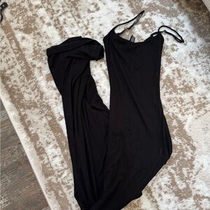 SKIMS Black Maxi Dress with Spaghetti Straps